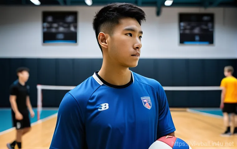 배구 스카우팅 기법 - **Prompt:** A diverse group of young adult volleyball players, both male and female, in clean, moder...