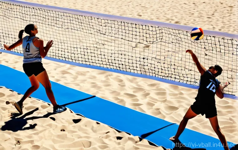 배구 서브 리시브 기술 - **Prompt:** A female volleyball player, mid-action, expertly performing a forearm pass (bumper pass)...