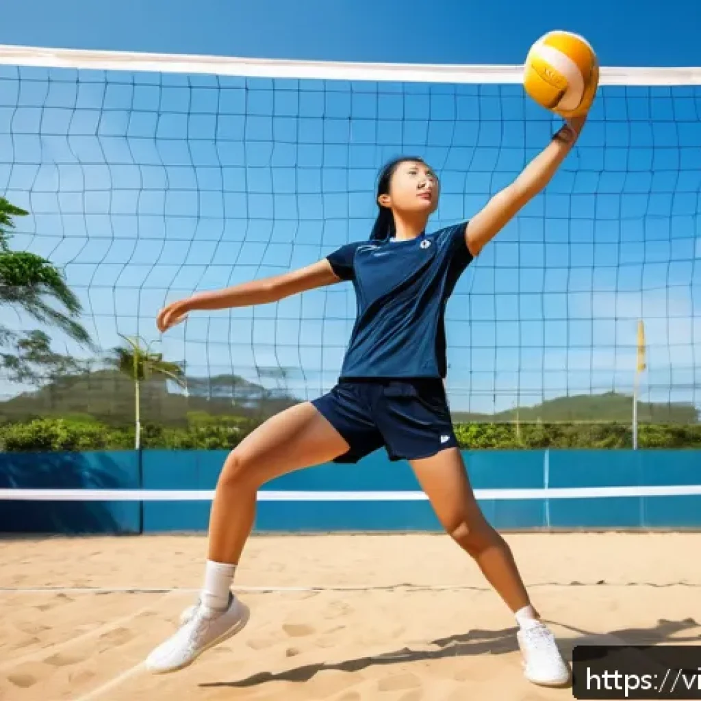 배구 훈련 중 부상 대처 - A dynamic volleyball training scene featuring a young Vietnamese athlete wearing breathable sportswe...