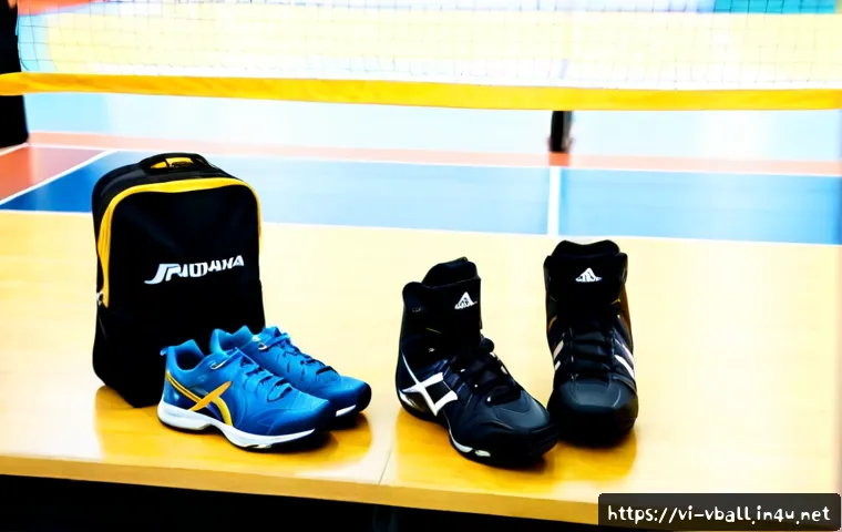 Home 15 배구 관련 용품 브랜드 비교 - Photorealistic volleyball gear comparison scene in a bright modern sports shop in Vietnam, two unbra...